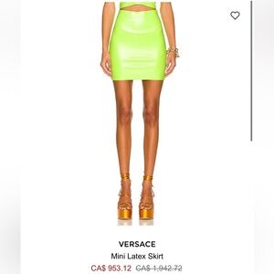 Versace lime latex mini skirt BNWT